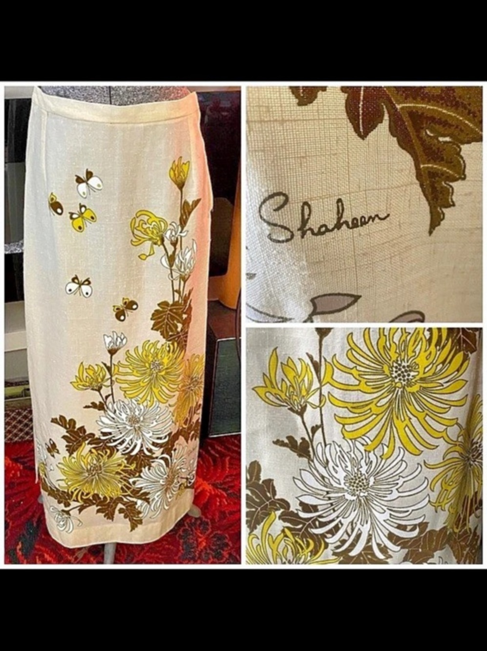 Alfred Shaheen Floral Maxi skirt with screen print